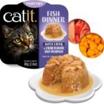Catit Fish Dinner, Crab Flavour & Pumpkin 80 g, 6pcs/box